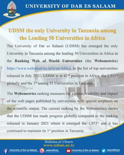 UDSM Among 50 Leading Universities In Africa
