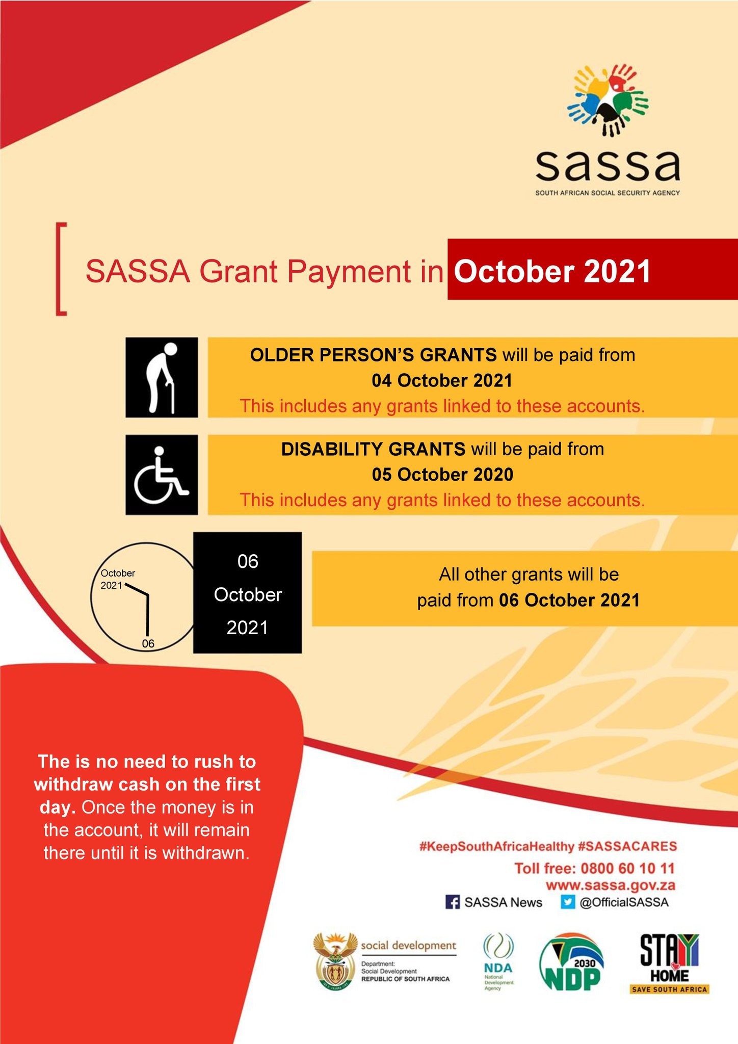 SASSA Payment Dates October 2021