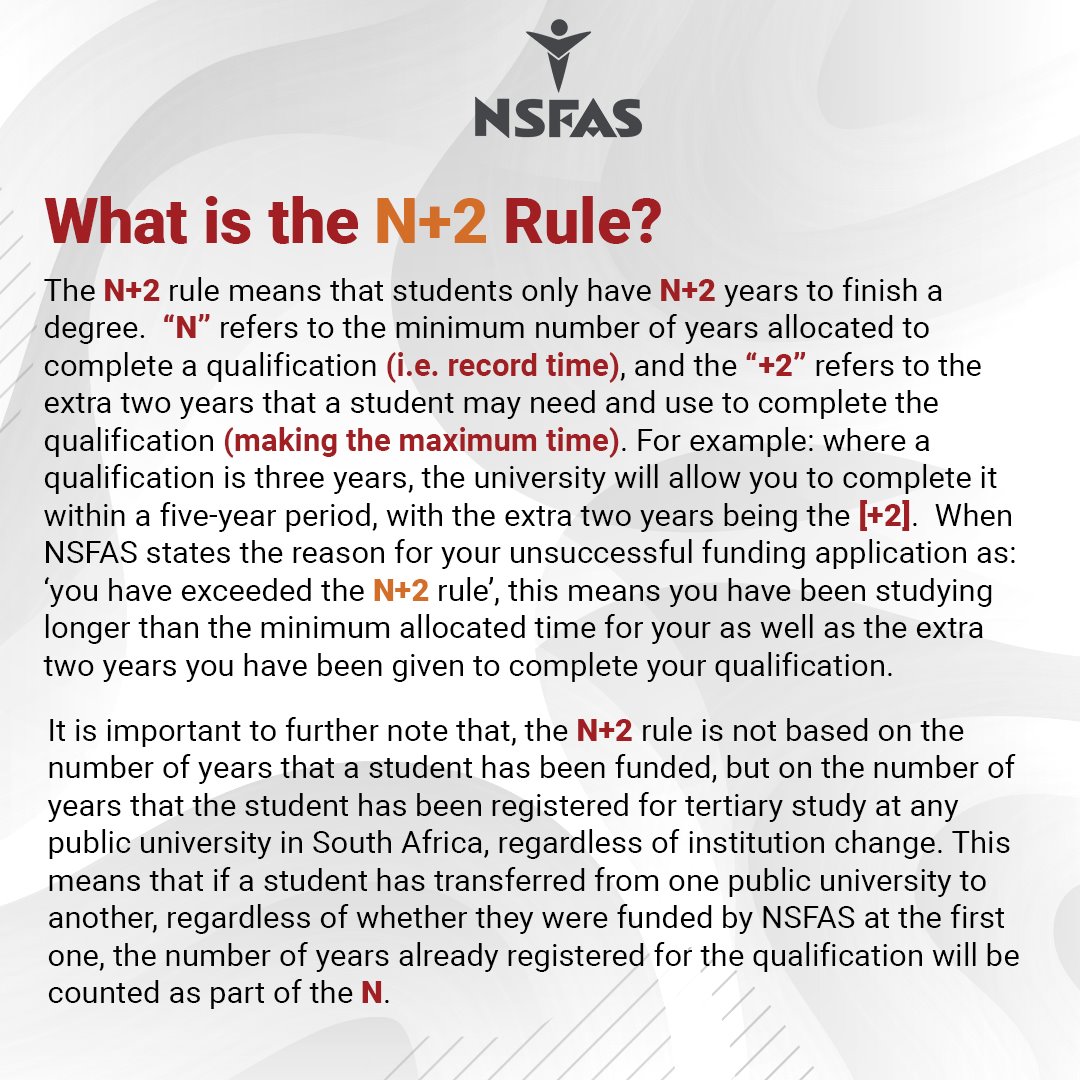 what is the N+2 Rule NSFAS?
