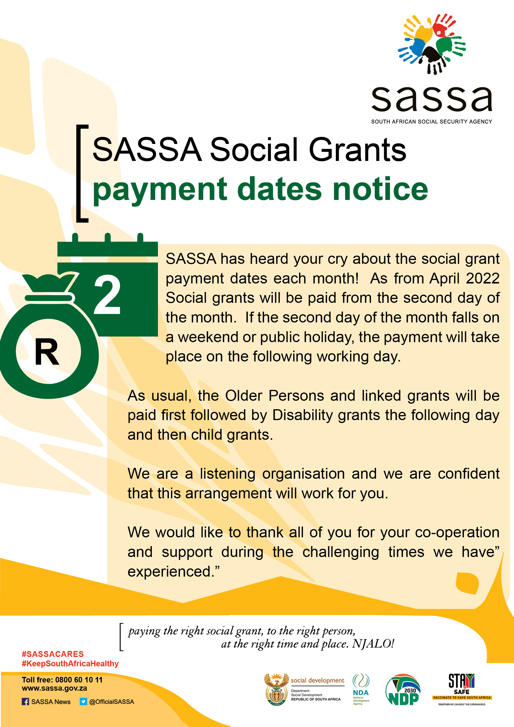 Early SASSA r350 Grant Payment to Commence April